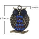 Bronze Owl Charm Pendant With Blue and Purple Crystals for Necklace - Sexy Sparkles Fashion Jewelry - 2