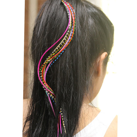 Feather Hair Extensions, 100% Real Rooster Feathers, Long Rainbow Colors, 20 Feathers with Beads and Loop Tool Kit - Sexy Sparkles Fashion Jewelry - 4
