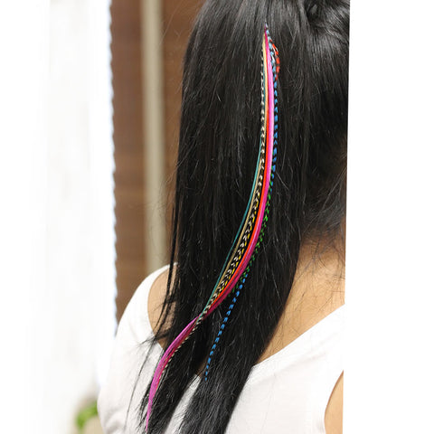 Feather Hair Extensions, 100% Real Rooster Feathers, Long Rainbow Colors, 20 Feathers with Beads and Loop Tool Kit - Sexy Sparkles Fashion Jewelry - 5