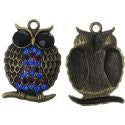 Bronze Owl Charm Pendant With Blue and Purple Crystals for Necklace - Sexy Sparkles Fashion Jewelry - 3