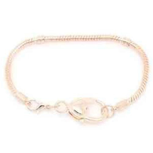 Rose Gold Tone Heart Lobster Clasp Charm Bracelet Fits Pandora,biagi,troll,chamilia, Kay's Beads Charms - Sexy Sparkles Fashion Jewelry - 1