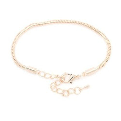 5.75 " with 2" Extension Rose Gold Tone Snake Chain Bracelet with Lobster Clasp