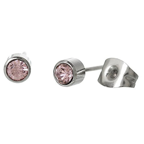 June Birthday Stainless Steel Post Stud Earrings with  Rhinestone - Sexy Sparkles Fashion Jewelry - 1