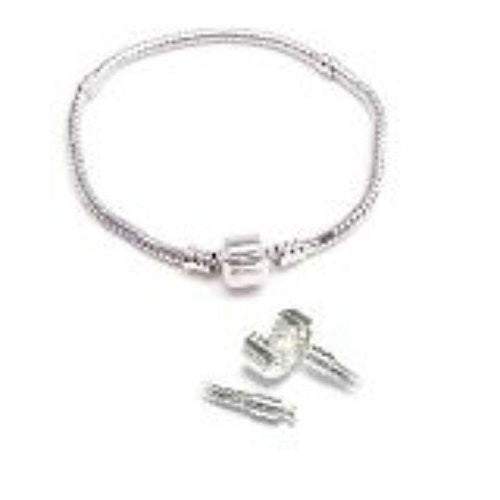 8 Inch Silver Tone Charm Bracelet  compatible with European Charms