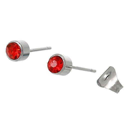 July Birthstone Stainless Steel Post Stud Earrings with  Rhinestone - Sexy Sparkles Fashion Jewelry - 1