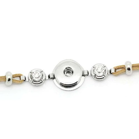 Khaki Velvet Chunk Lobster Clasp Bracelet & Extender Chain Fits Snaps Chunk Button - Sexy Sparkles Fashion Jewelry - 2