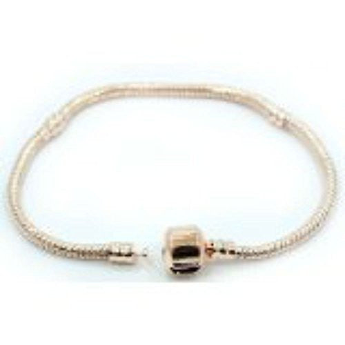 8.0" Rose Gold Plated Snake Chain Barrel Clasp Pandora Style Fits Chamilia Zable Kay charms - Sexy Sparkles Fashion Jewelry