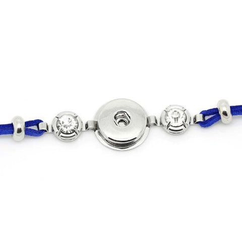 Blue Velvet Chunk Lobster Clasp Bracelet & Extender Chain Fits Snaps Chunk Button - Sexy Sparkles Fashion Jewelry - 2