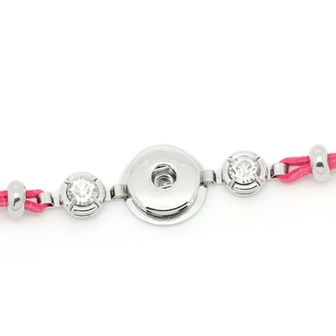 Pink Velvet Chunk Lobster Clasp Bracelet & Extender Chain Fits Snaps Chunk Button - Sexy Sparkles Fashion Jewelry - 2