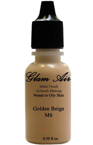 Glam Air Airbrush M6 Golden Beige Matte Foundation Water-based Makeup (994) (Ideal for Normal to Oily Skin) (0.50 oz)