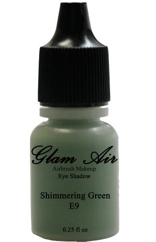 Glam Air Airbrushsh Eye Shadow s Water-based 0.25 Fl. Oz. Bottles of Eyeshadow( Choose Your s From Menu) (E9- SHIMMERY GREEN)