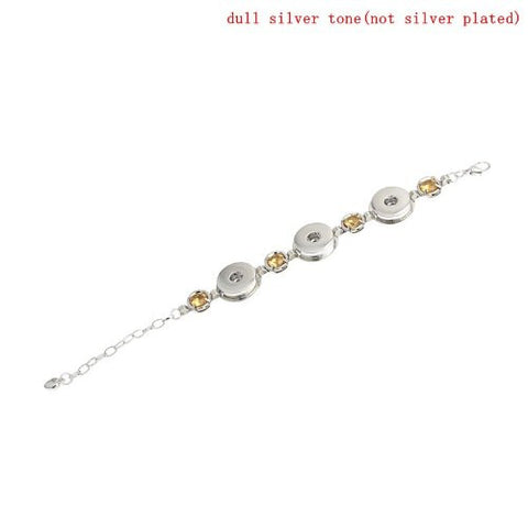Chunk Lobster Clasp Bracelet Silver Tone Champagne Rhinestone & Extender Chain Fit Snaps Chunk Buttons 16.5cm - Sexy Sparkles Fashion Jewelry - 3