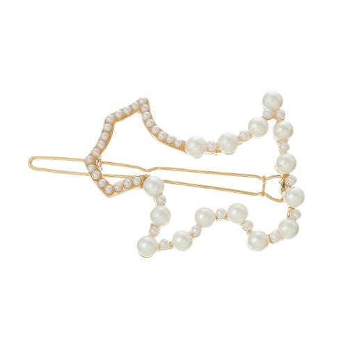 Hair Pin Clips Rose Gold Tone with Imitaiton Pearls Choose Your Design From Menu (Dog 6.4cm X 4.4cm)