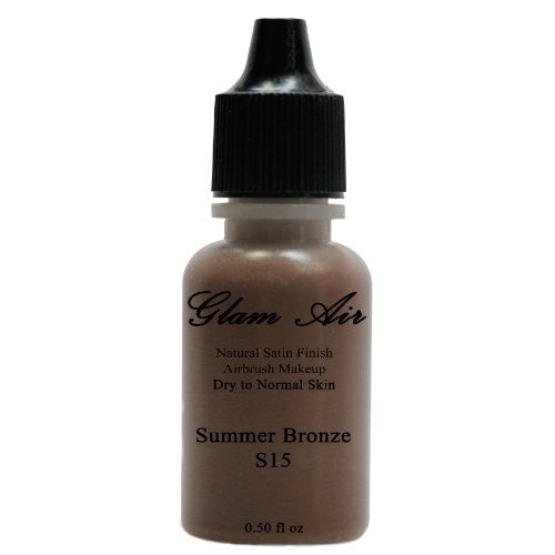 Large Bottle Airbrush Makeup Foundation Satin S15 Summer Bronze Water-based Makeup Lasting All Day 0.50 Oz Bottle By Glam Air - Sexy Sparkles Fashion Jewelry - 1
