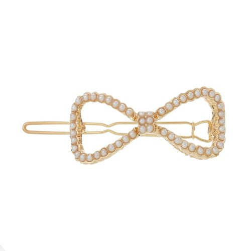 Hair Pin Clips Rose Gold Tone with Imitaiton Pearls Choose Your Design From Menu (Bowknot 5.8cm X 2.1cm)