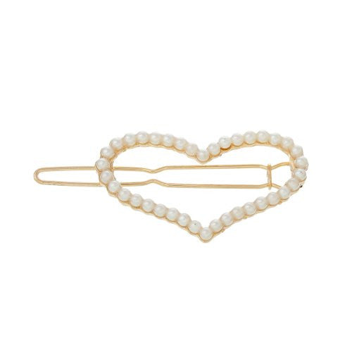 Hair Pin Clips Rose Gold Tone with Imitaiton Pearls Choose Your Design From Menu (Heart 5.2cm X 2.2cm)