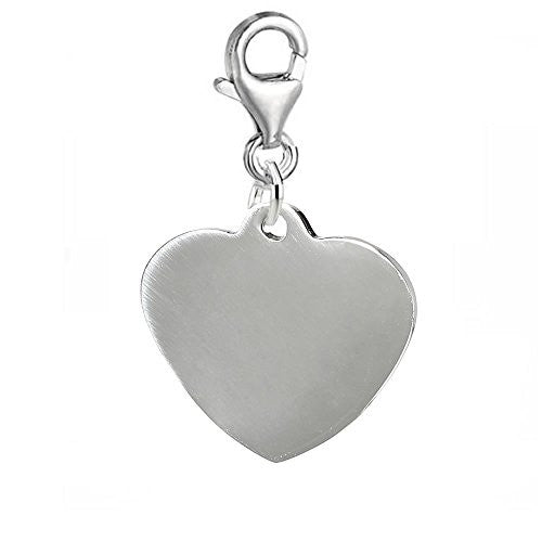 Stainless Steel Heart Pendant You Can Engrave Clip on Pendant Jewelry w/ Lobster Clasp - Sexy Sparkles Fashion Jewelry