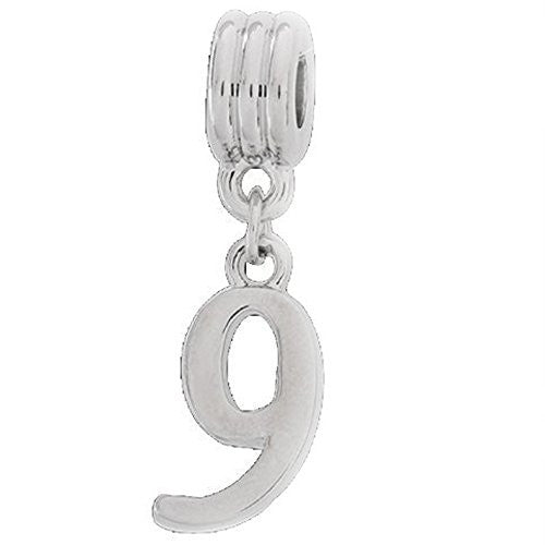 Number 9 Dangle Charm Bead for European Snake chain Charm Bracelet for Snake Chain Bracelet