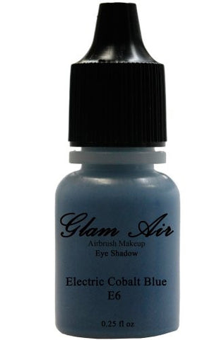 Set of Two (2) Shades of Glam Air Airbrush Eye Shadow Makeup E6 Electric Cobalt Blue and E30 Exotic Blue Shimmer Water-based Formula Last All Day (For All Skin Types) 0.25oz Bottles - Sexy Sparkles Fashion Jewelry - 2