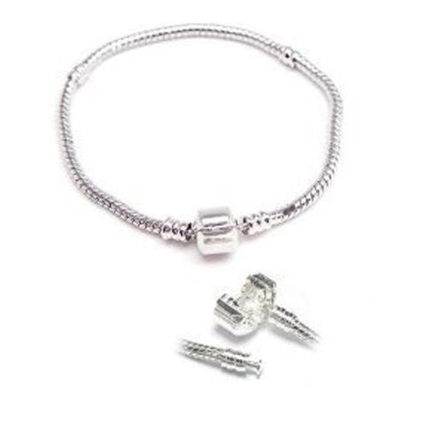 8.5 Inches Silver Tone Snake Chain Classic Bead Barrel Clasp