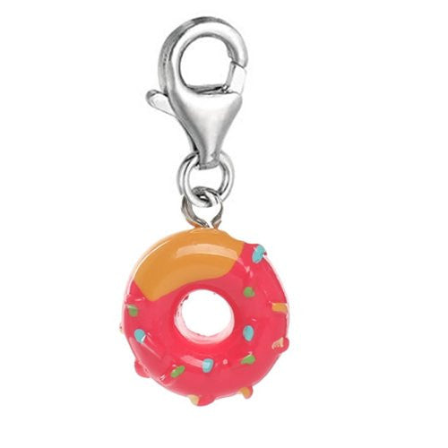 Fuchsia Doughnut Clip On For Bracelet Charm Pendant for European Charm Jewelry w/ Lobster Clasp - Sexy Sparkles Fashion Jewelry