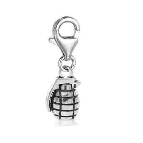 Clip on Grenade w/Clear Crystal Dangle Charm Pendant for European Clip on Charm Jewelry w/ Lobster Clasp - Sexy Sparkles Fashion Jewelry