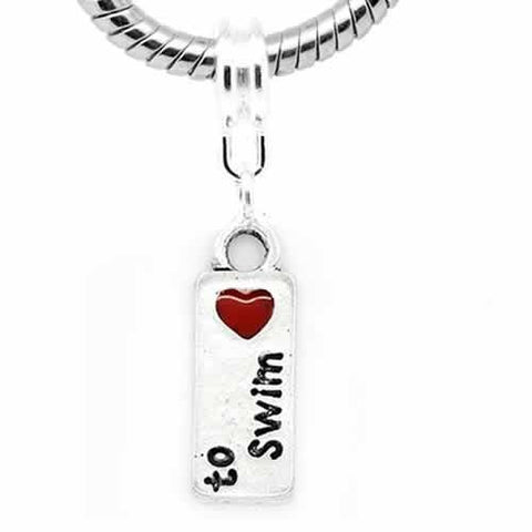 Love to Swim Dangle Charm European Bead Compatible for Most European Snake Chain Bracelet - Sexy Sparkles Fashion Jewelry - 2