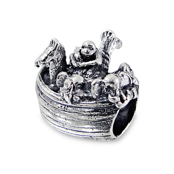 .925 Sterling Silver "Noah's Ark"  Charm Spacer Bead for Snake Chain Charm Bracelet