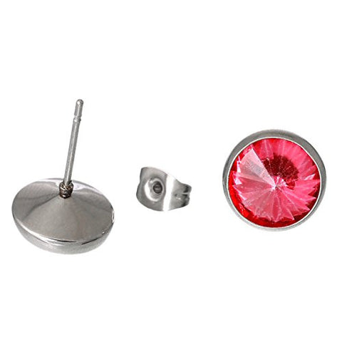 October Birthstone Stainless Steel Post Stud Earrings with  Rhinestone - Sexy Sparkles Fashion Jewelry - 2