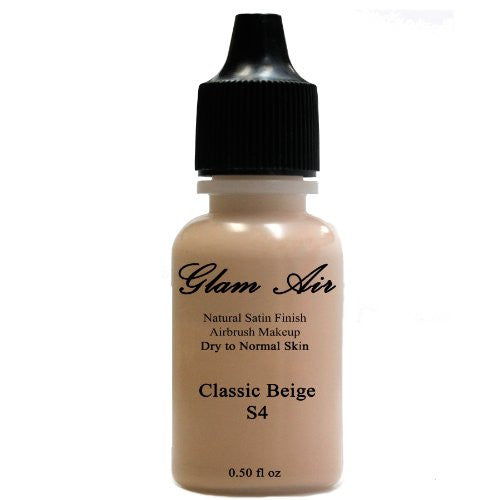 Large Bottle Airbrush Makeup Foundation Satin S4 Classic Beige Water-based Makeup Lasting All Day 0.50 Oz Bottle By Glam Air