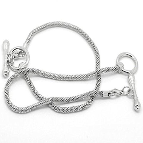 8" Silver Tone Toggle Clasp European Charm Bracelet - Sexy Sparkles Fashion Jewelry - 3