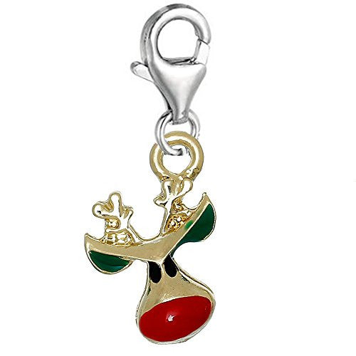 Christmas christmas reindeer Clip on Lobster Clasp Pendant Charm for Bracelet or Necklace - Sexy Sparkles Fashion Jewelry