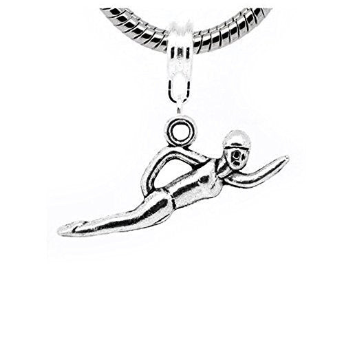 Swimmer Charm Dangle Charm European Bead Compatible for Most European Snake Chain Bracelet - Sexy Sparkles Fashion Jewelry