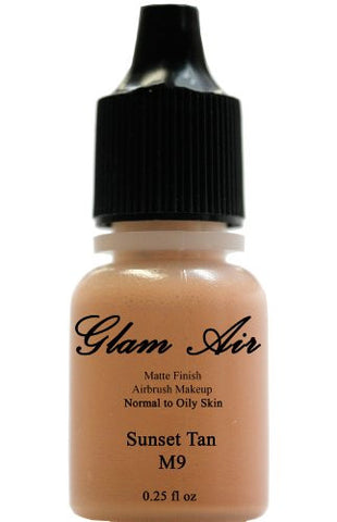 Airbrush Makeup Foundation Matte M9 Sunset Tan and M10 Golden Carmel Water-based Makeup Lasting All Day 0.25 Oz Bottle By Glam Air - Sexy Sparkles Fashion Jewelry - 2
