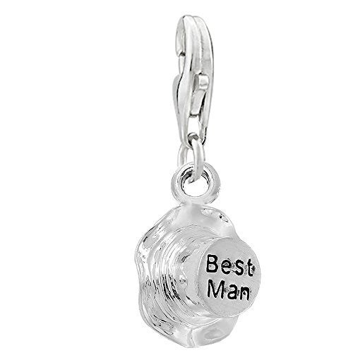 Best Man Clip on Pendant Charm for Bracelet or Necklace - Sexy Sparkles Fashion Jewelry