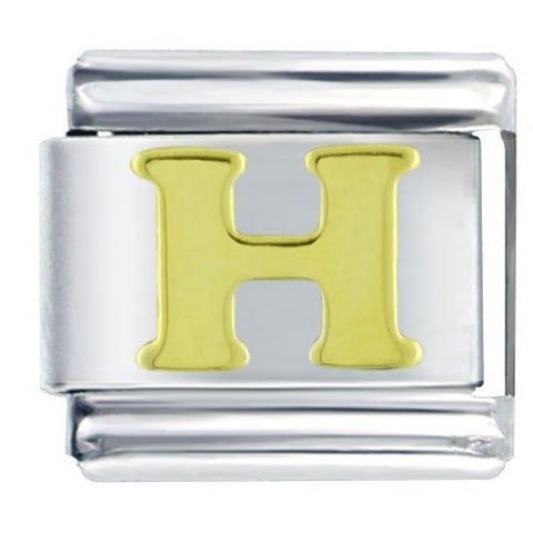 Gold plated base Letter H Italian Charm Bracelet Link - Sexy Sparkles Fashion Jewelry - 4