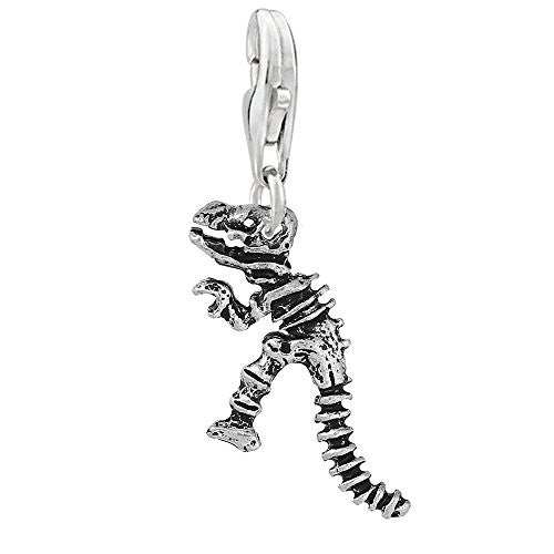 Skeleton Dinosaur Clip on Pendant Charm for Bracelet or Necklace - Sexy Sparkles Fashion Jewelry