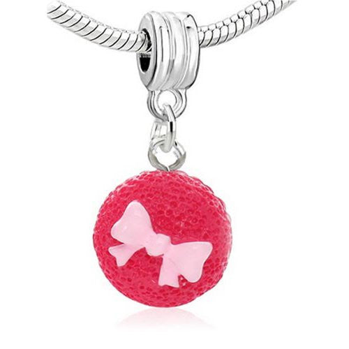 Fuchsia Cupcake Clip On For Bracelet Charm Pendant for European Charm Jewelry w/ Lobster Clasp - Sexy Sparkles Fashion Jewelry