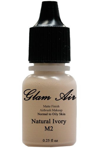 Airbrush Makeup Foundation Matte Finish M2 Natural Ivory Water-based Makeup Lasting All Day 0.25 Oz Bottle By Glam Air