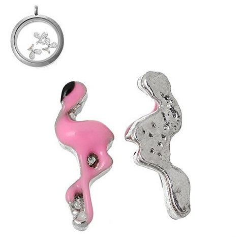 Floating Charms for Glass Living Memory Locket Pendant and Stainless Steel Back Plate (Flamingo Floating Charm) - Sexy Sparkles Fashion Jewelry - 2