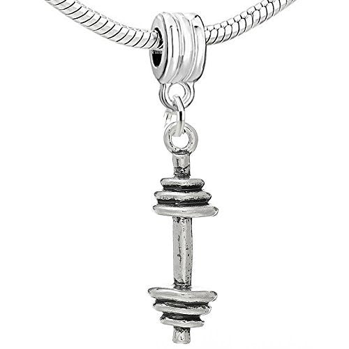 "Barebell" Charm Pendant Compatible for Most European Snake Chain Bracelets - Sexy Sparkles Fashion Jewelry