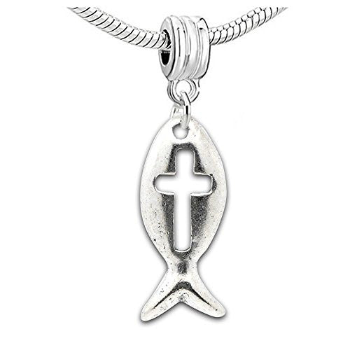 Dangling Jesus Fish Charm Charm European Bead Compatible for Most European Snake Chain Bracelet - Sexy Sparkles Fashion Jewelry