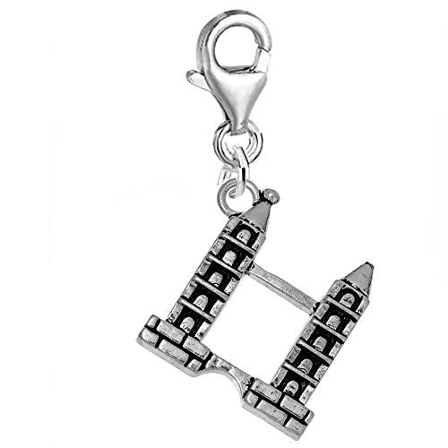 Clip on Twin Tower Buildings Charm Pendant for Bracelet or Necklaces - Sexy Sparkles Fashion Jewelry