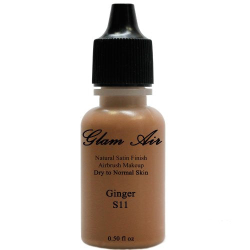 Large Bottle Airbrush Makeup Foundation Satin S11 Ginger Water-based Makeup Lasting All Day 0.50 Oz Bottle By Glam Air