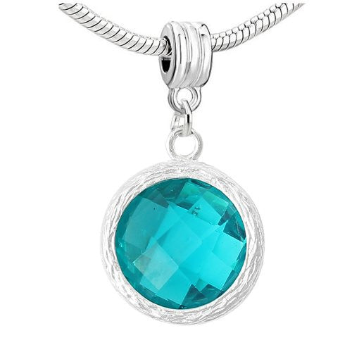 Copper Charm Pendants December Birthstone Round Bright Sparkly Silver Cubic Zirconia Faceted - Sexy Sparkles Fashion Jewelry