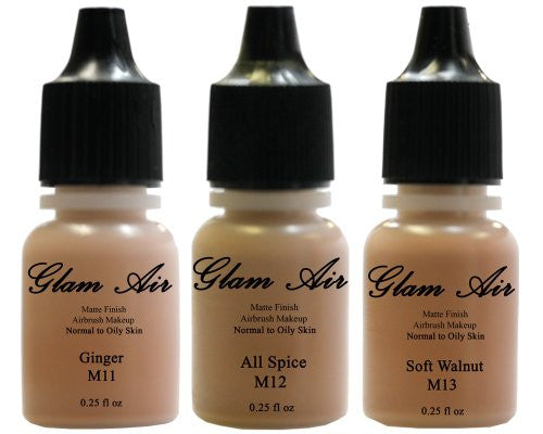 Glam Air Airbrush Water-based Foundation in Set of Three (3) Assorted Tan Matte Shades (For Normal to Oily Tan Skin) - Sexy Sparkles Fashion Jewelry - 1