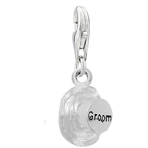 Groom or Best Man Clip on Pendant Charm for Bracelet or Necklace with lobster clasp - Sexy Sparkles Fashion Jewelry