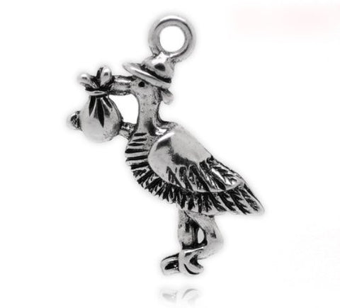 Stork Carrying Baby Charm Pendant for Necklace - Sexy Sparkles Fashion Jewelry - 4