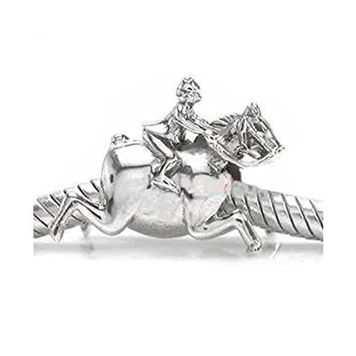 Galloping Horse with Rider European Bead Compatible for Most European Snake Chain Charm Bracelet