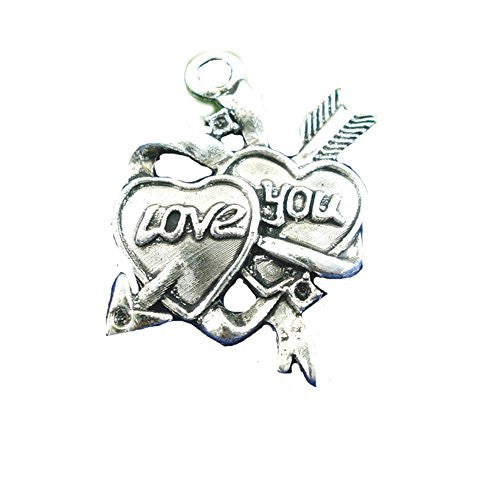 Love You Heart Charm Pendant for Necklace